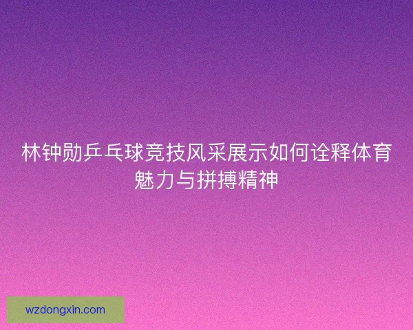 林钟勋乒乓球竞技风采展示如何诠释体育魅力与拼搏精神