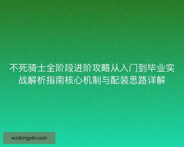 不死骑士全阶段进阶攻略从入门到毕业实战解析指南核心机制与配装思路详解