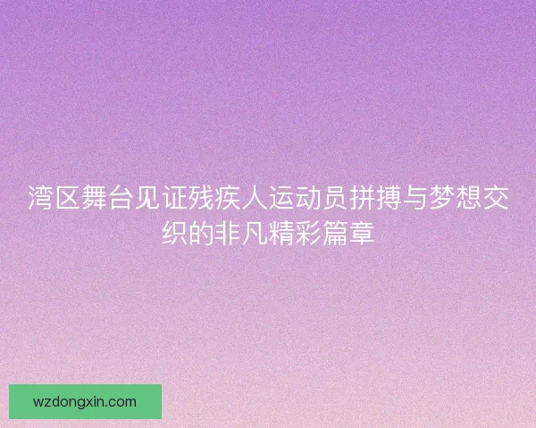 湾区舞台见证残疾人运动员拼搏与梦想交织的非凡精彩篇章