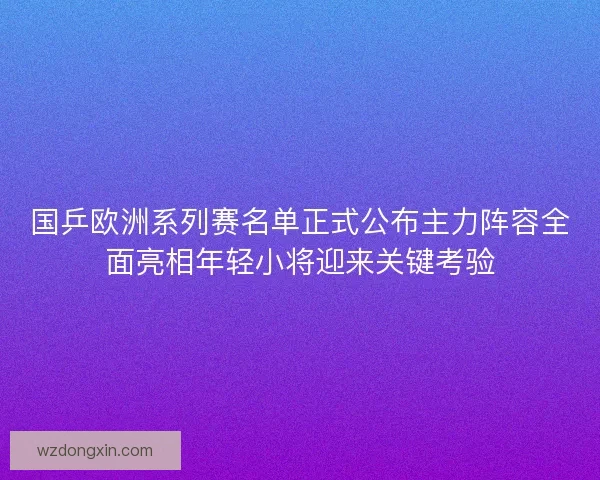 国乒欧洲系列赛名单正式公布主力阵容全面亮相年轻小将迎来关键考验
